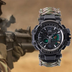 Survival Gears Depot Safety & Survival 8 in 1 Outdoor  Multi functional Waterproof Military Tactical Paracord Watch Bracelet